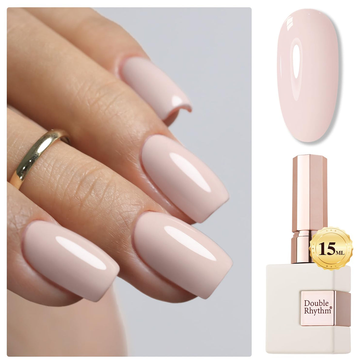 Double Rhythm cream nude pink gel polish bottle for natural-looking nails