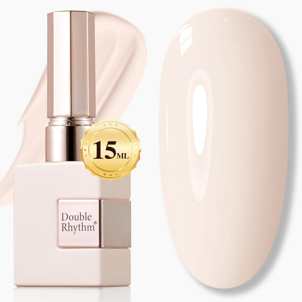Double Rhythm 15ml gel polish in cream white for a sheer, salon-ready look