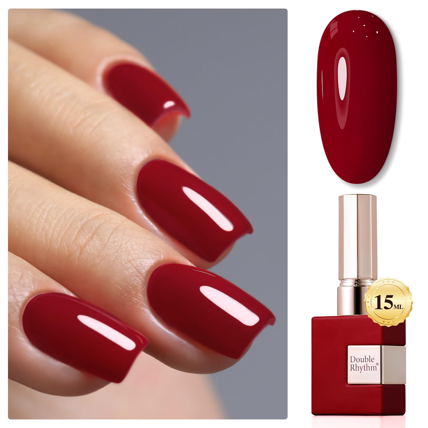 Double Rhythm Dark Red A1104 bottle closeup showing vibrant color and glossy finish.