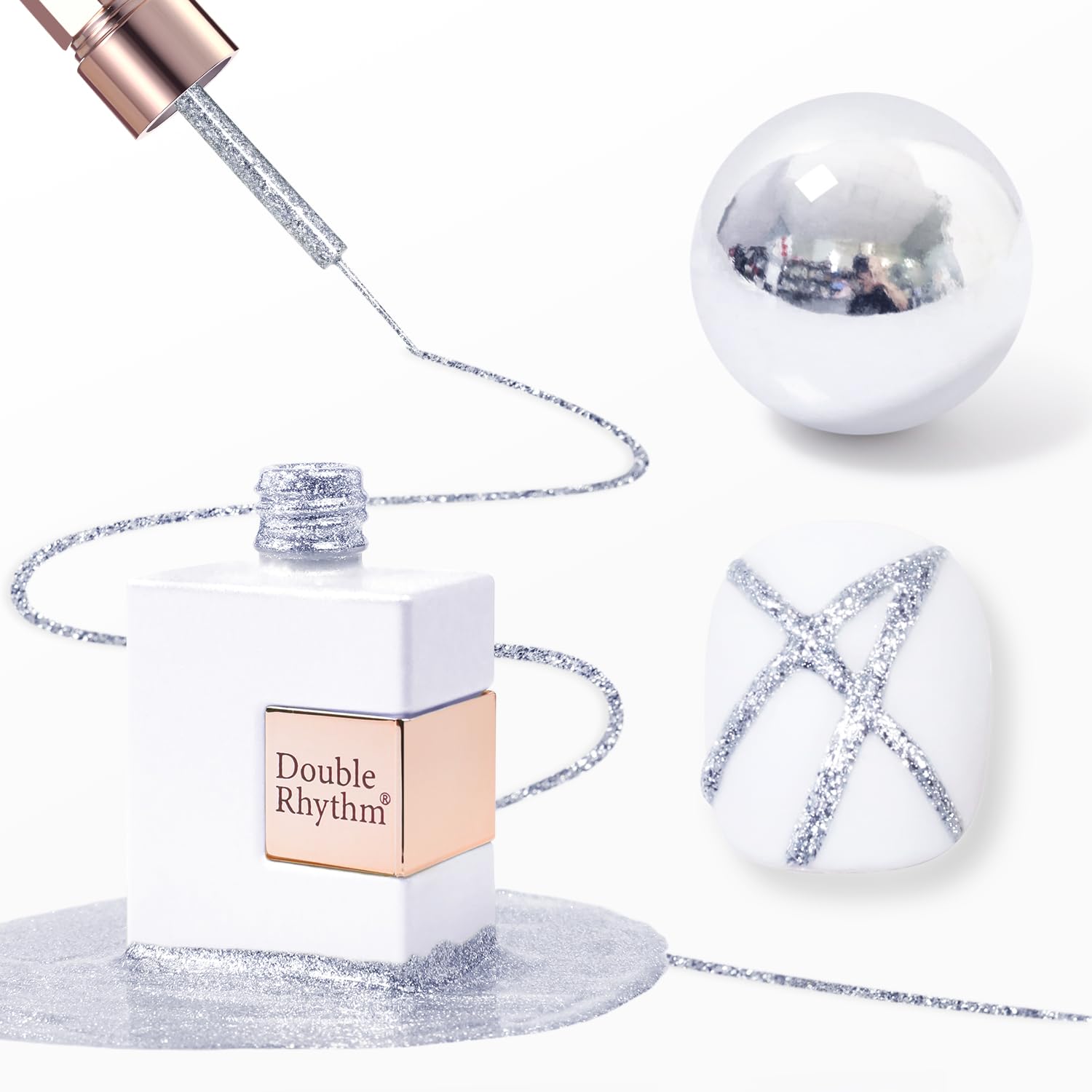 Delineador gel bronce espejo de Double Rhythm para uñas duraderas.