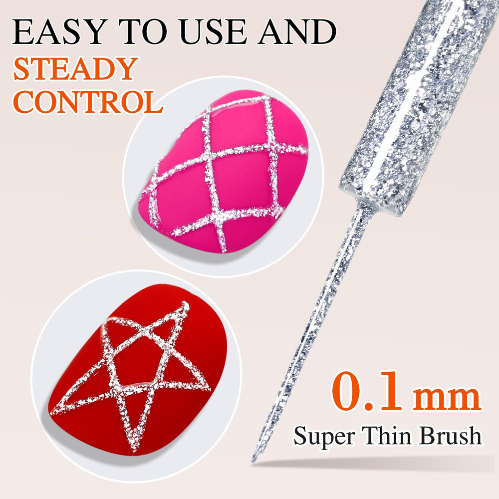 Delineador gel plata espejo de Double Rhythm para uñas brillantes.