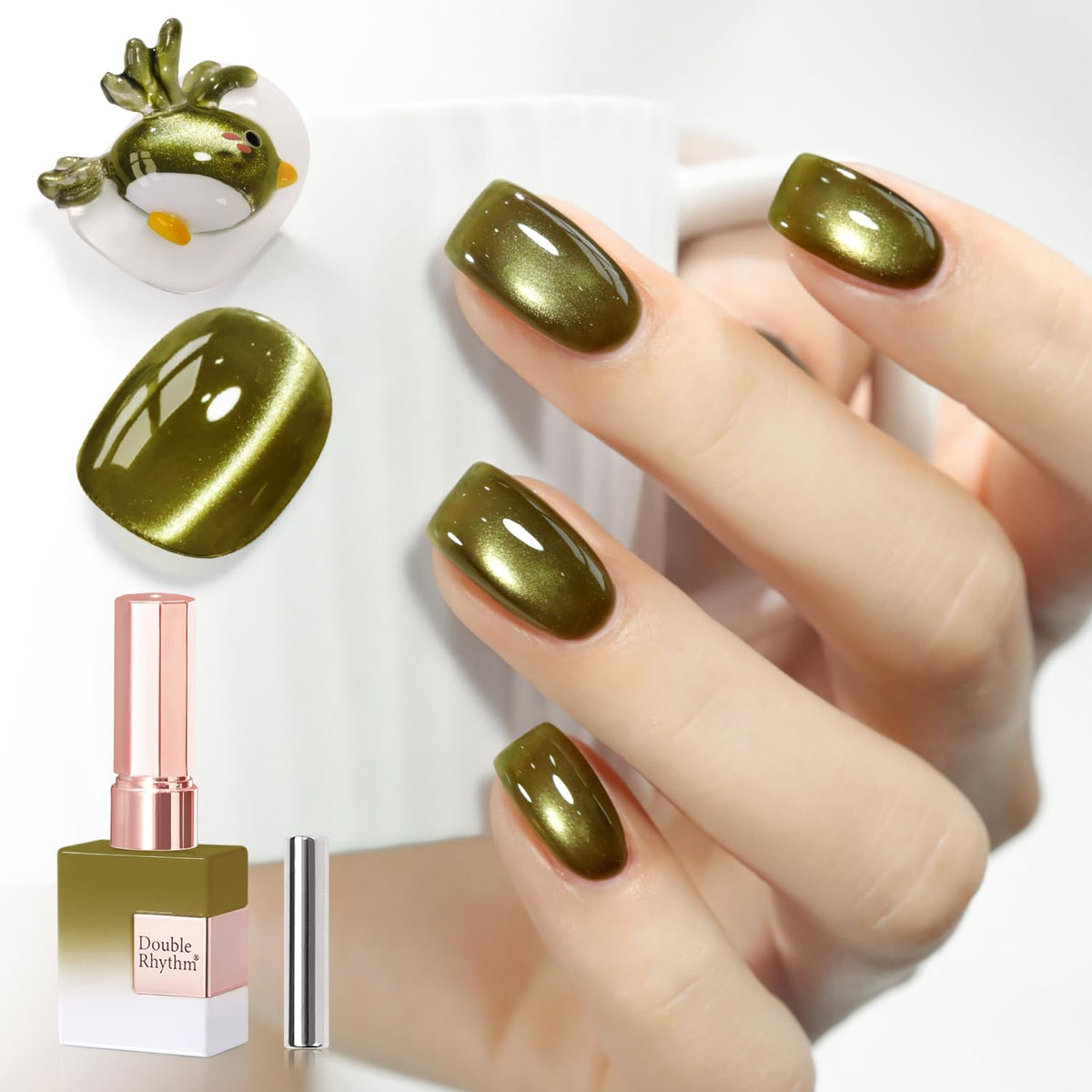 Esmalte gel ojo de gato Double Rhythm para un efecto magnético en uñas.