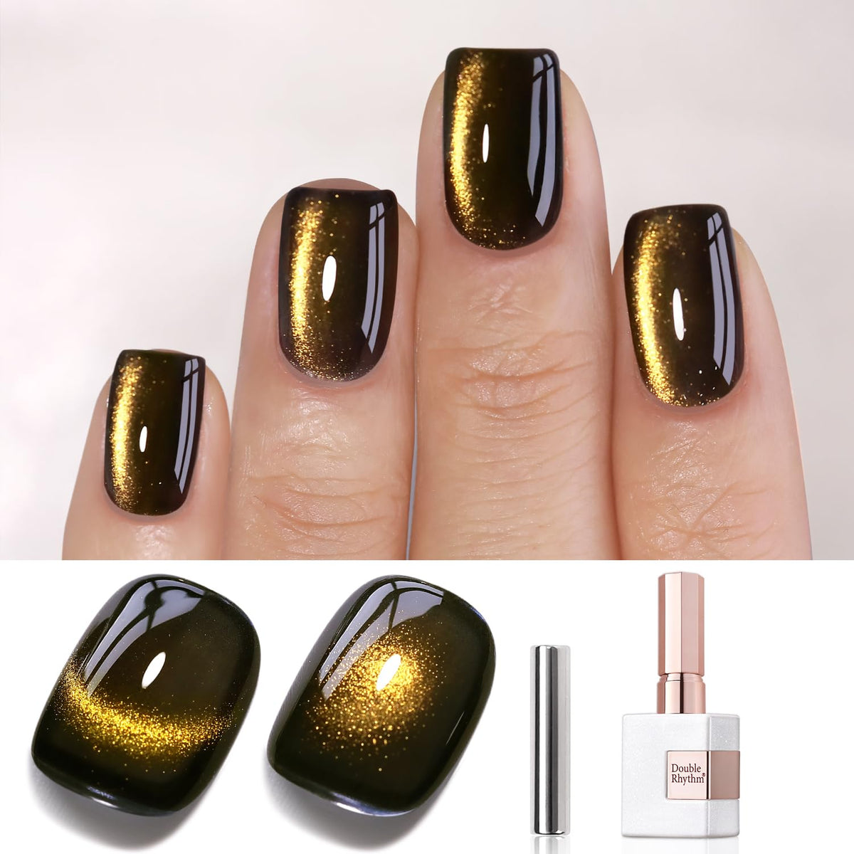 Double Rhythm esmalte gel ojo gato con botella de 15ml brillo intenso