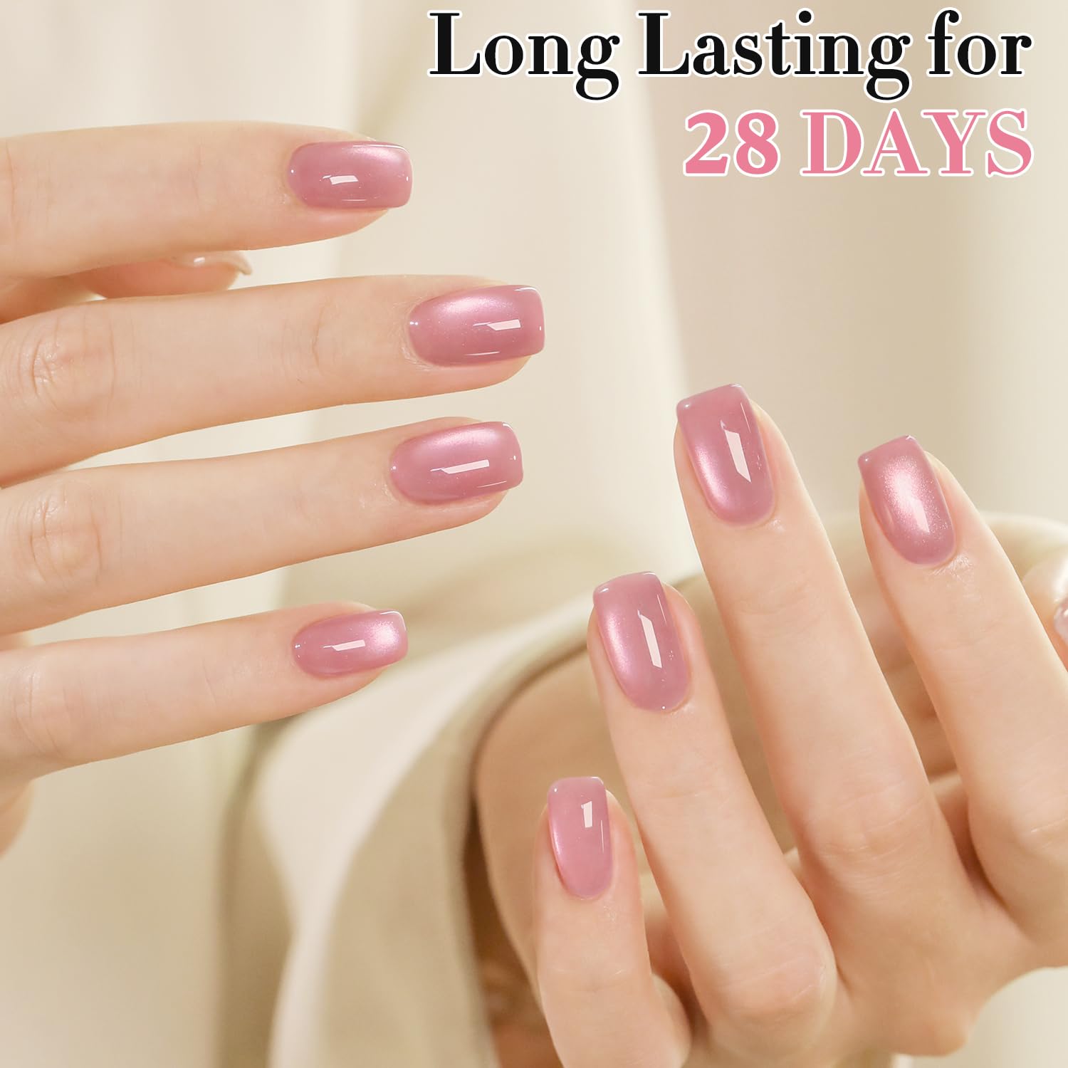 Double Rhythm brillo holográfico realzando uñas con iluminación