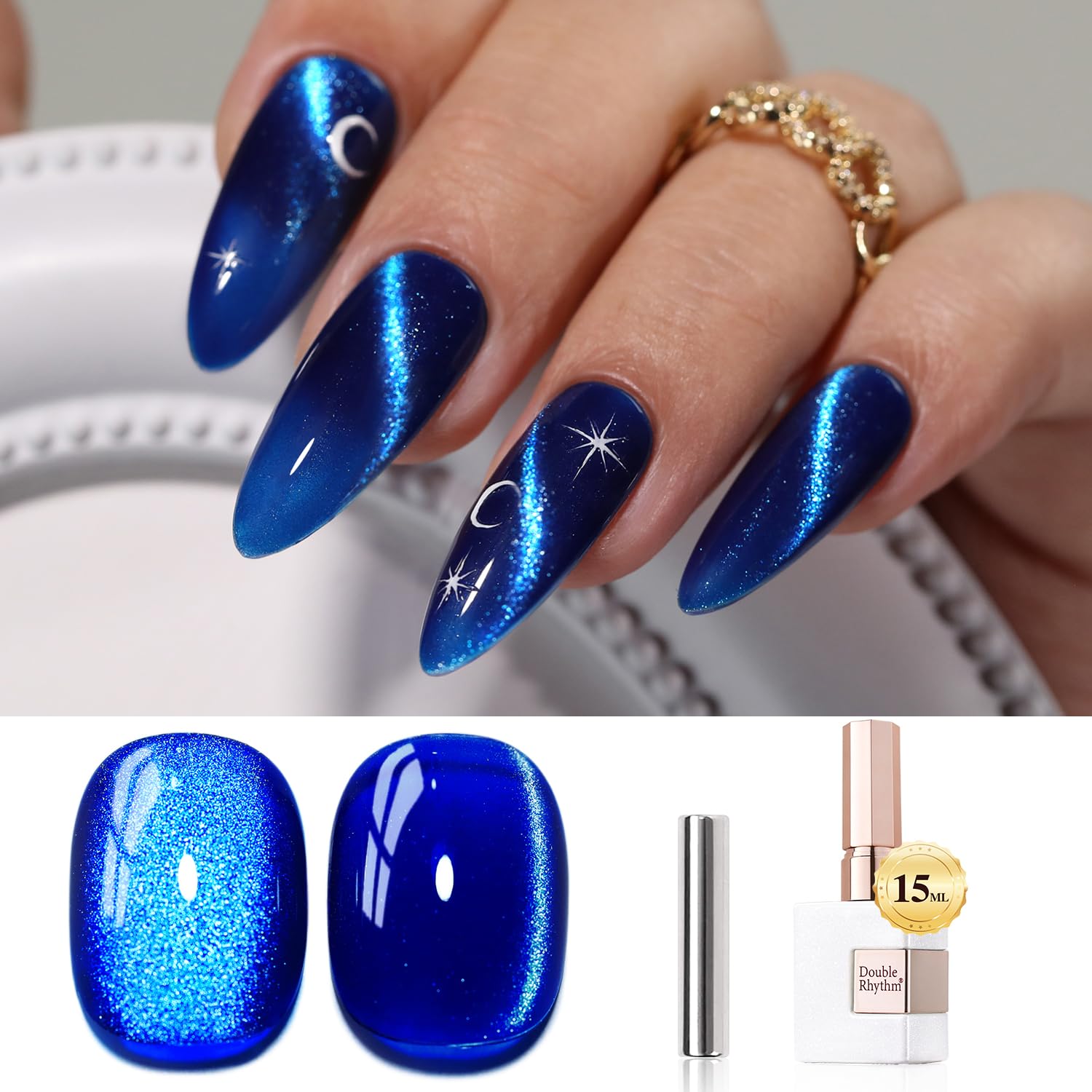 Double Rhythm esmalte gel ojos gato magnético para efecto magnetizado en tus uñas.