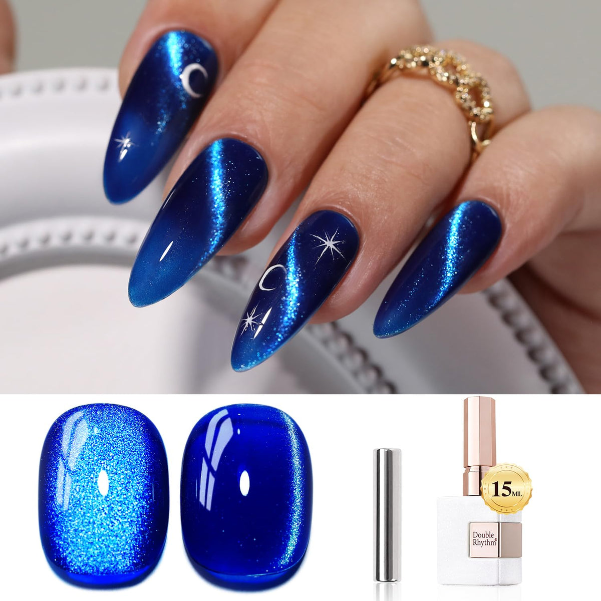Double Rhythm esmalte gel ojos gato magnético para efecto magnetizado en tus uñas.