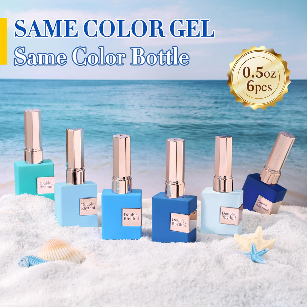 Double Rhythm gel polish dark navy bottle side view durable shine