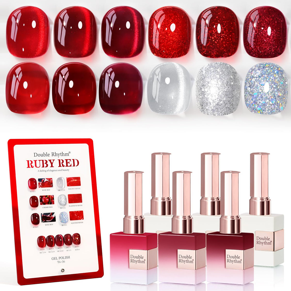 Double Rhythm gel polish set with six 15ml bottles for cohesive color choices.
