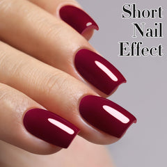 Double Rhythm Burgundy gel polish swatch highlights rich, even color for at-home manicures.