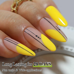 Double Rhythm Yellow A1396 finished nails with high-gloss shine.