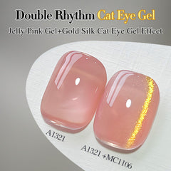 Gel translúcido de Double Rhythm con color suave en uñas.
