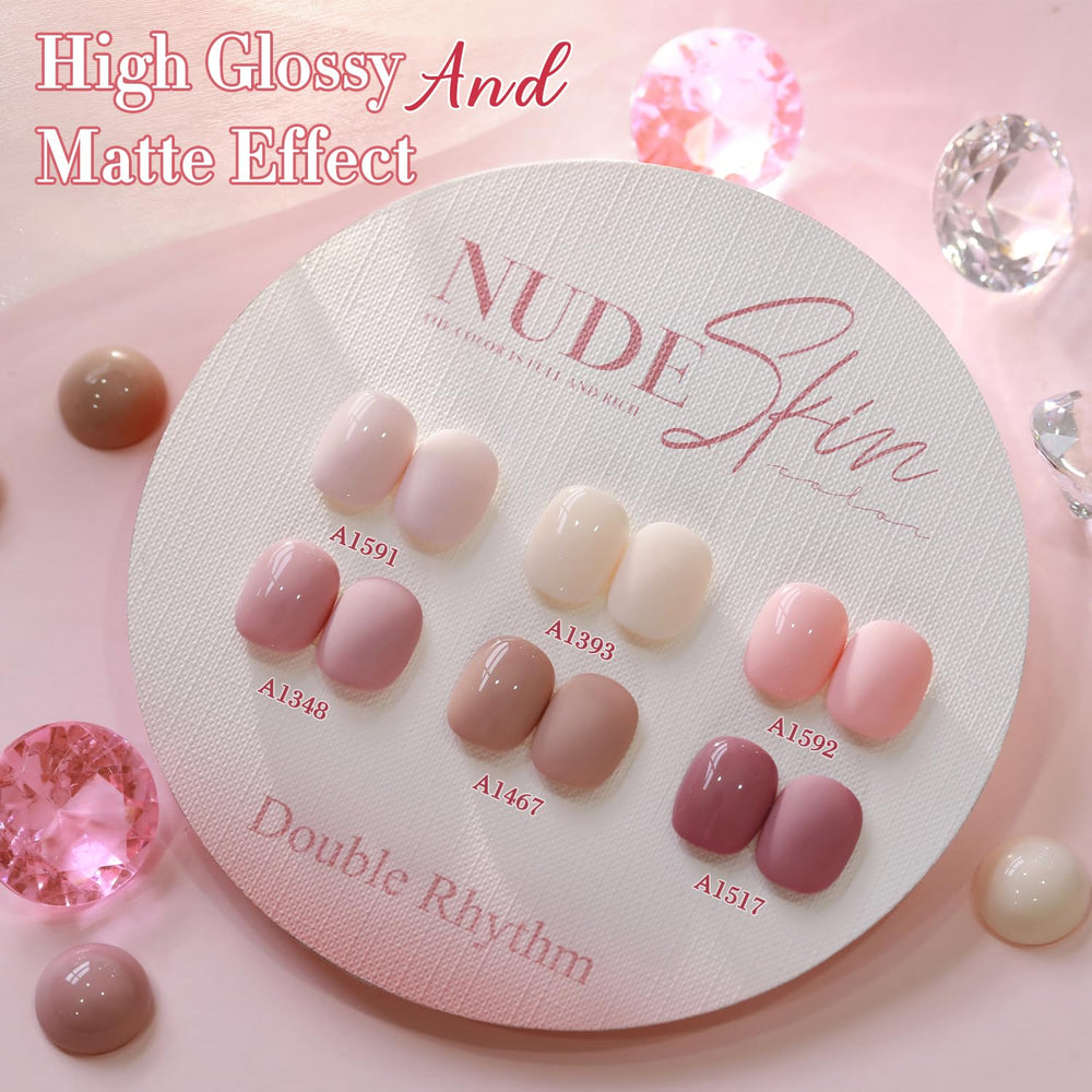 Double Rhythm gel polishes being shaken before use for best color.
