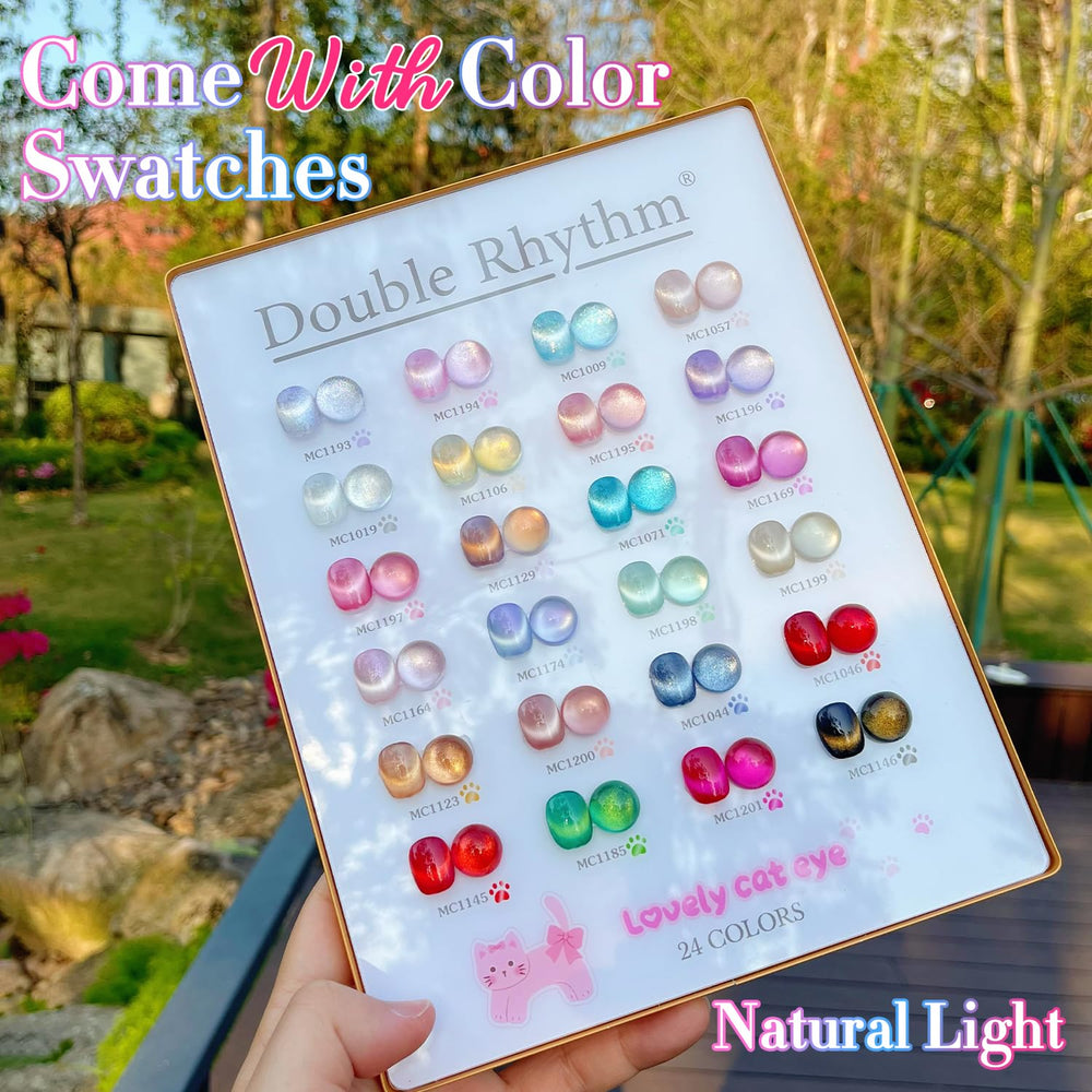 Double Rhythm glitter gel colors offer rich shimmer for nails.