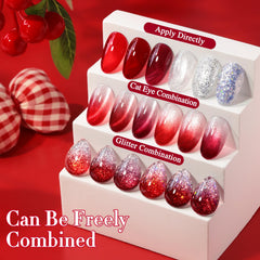Double Rhythm silver glitter gel polish adds festive sparkle.