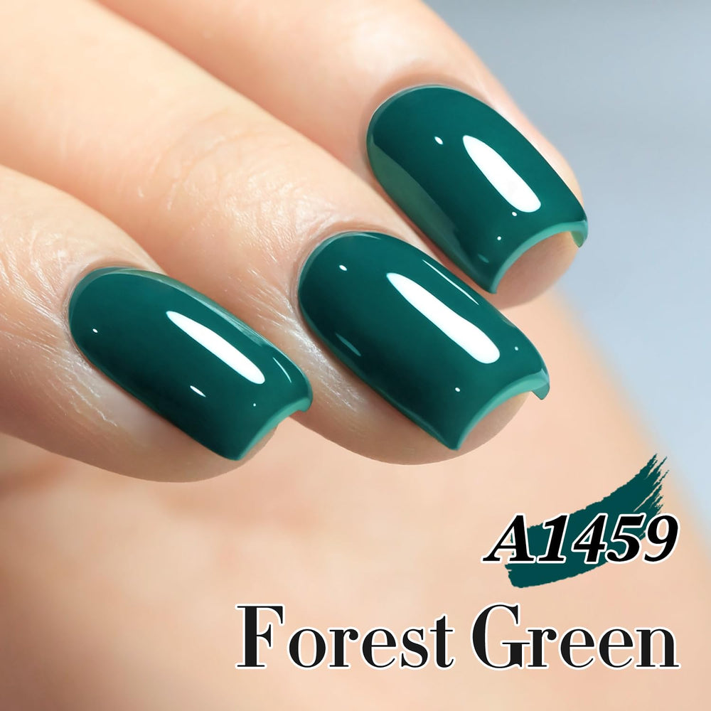 Double Rhythm green gel polish swatch demonstrates a delicate sheer finish for everyday wear