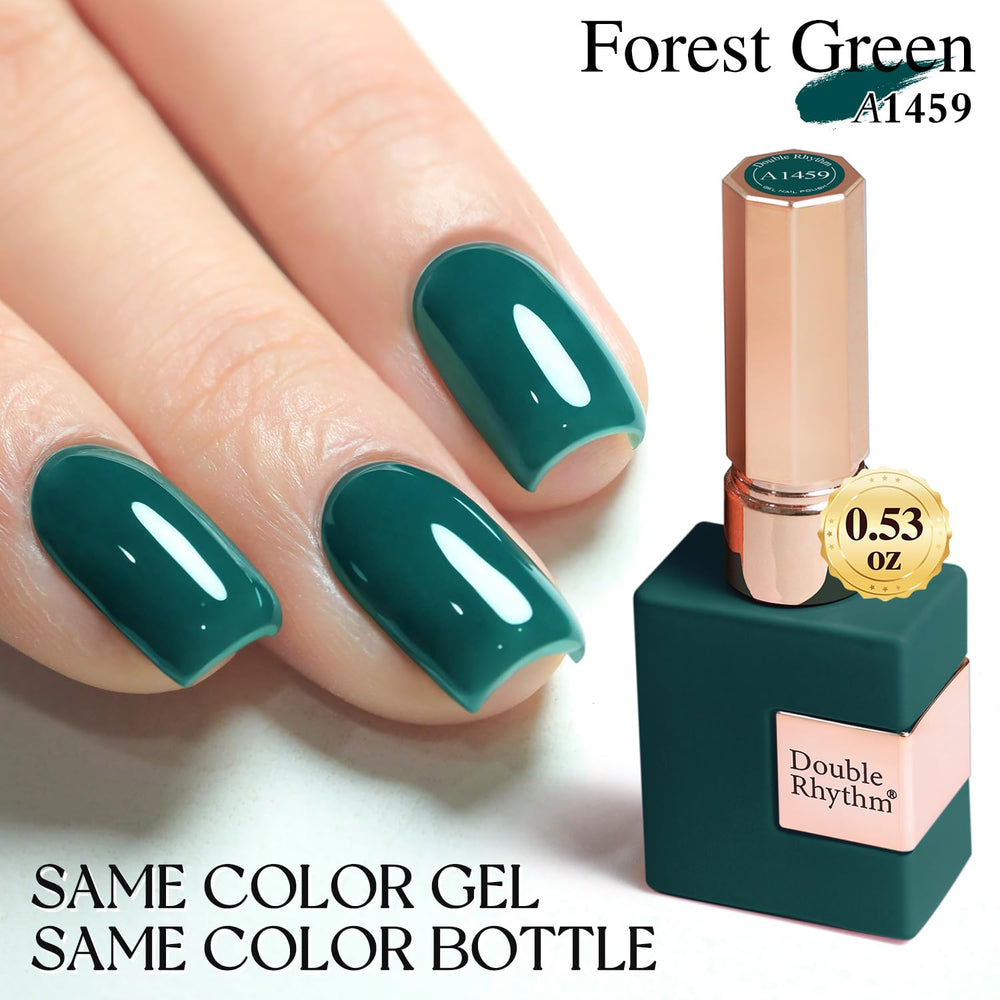 Double Rhythm green gel polish bottle close-up features premium packaging and color clarity