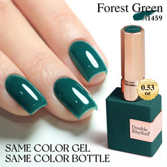 Double Rhythm green gel polish bottle close-up features premium packaging and color clarity