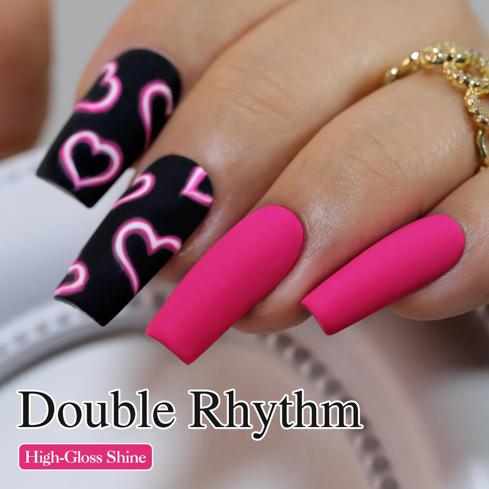 Double Rhythm hot pink color swatch shows vibrant manicure potential.