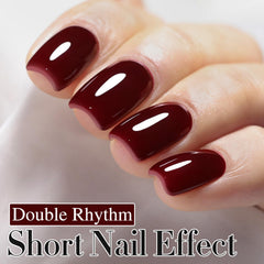 Double Rhythm jelly milky texture creates layered color depth on nails