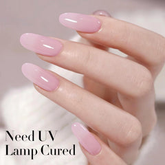 Double Rhythm jelly polish sheer pink swatch on nails