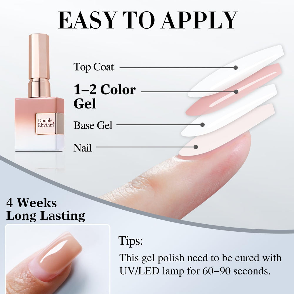 Double Rhythm Jelly Nude A1368 precision brush edge control for clean nails