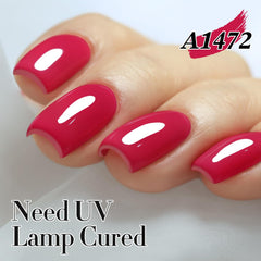 Double Rhythm polish curing under LED light for fast results.