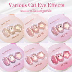 Double Rhythm magnet tool enables precise cat-eye effect on nails.