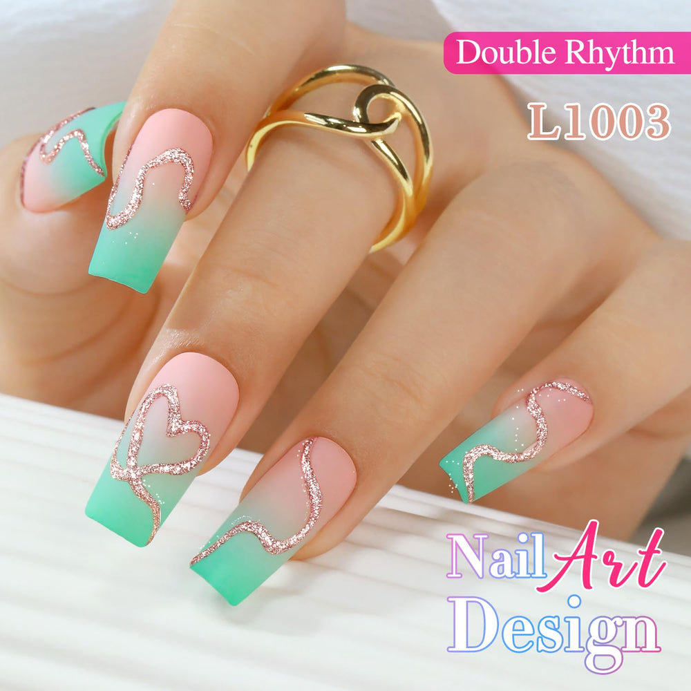 Double Rhythm Metallic Nail Art Gel swatch showing easy application for beginners.