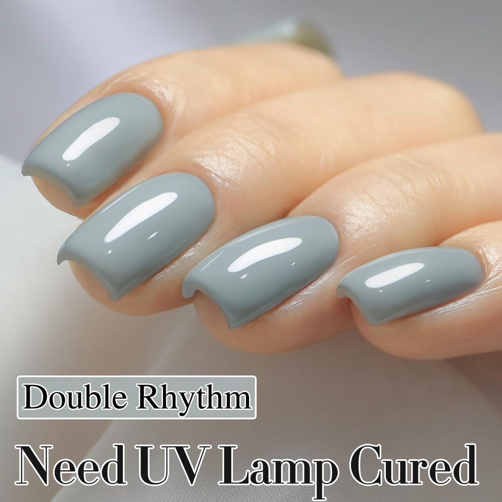 Double Rhythm milky gray swatch showing buildable translucent finish