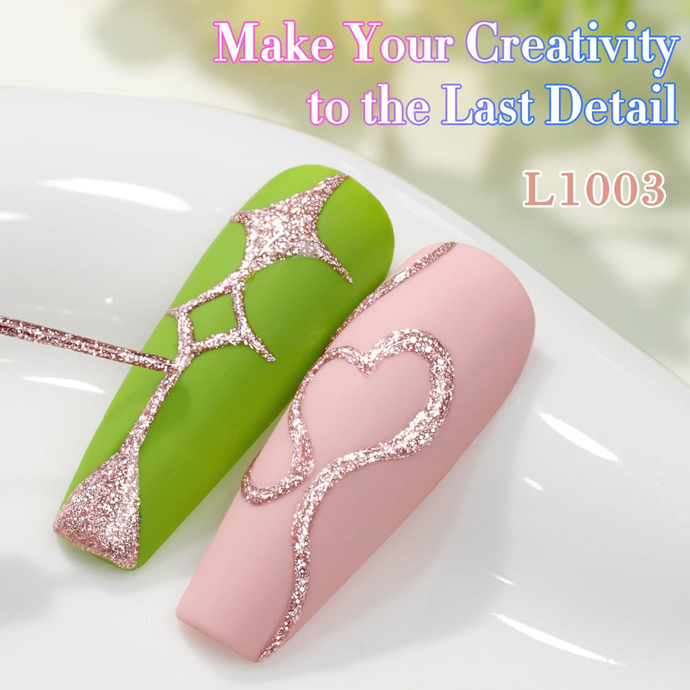 Double Rhythm Nail Art Drawing Gel swatches reveal intricate design possibilities.