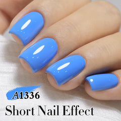 Double Rhythm gel polish brush applying a smooth, glossy coat on the nail.