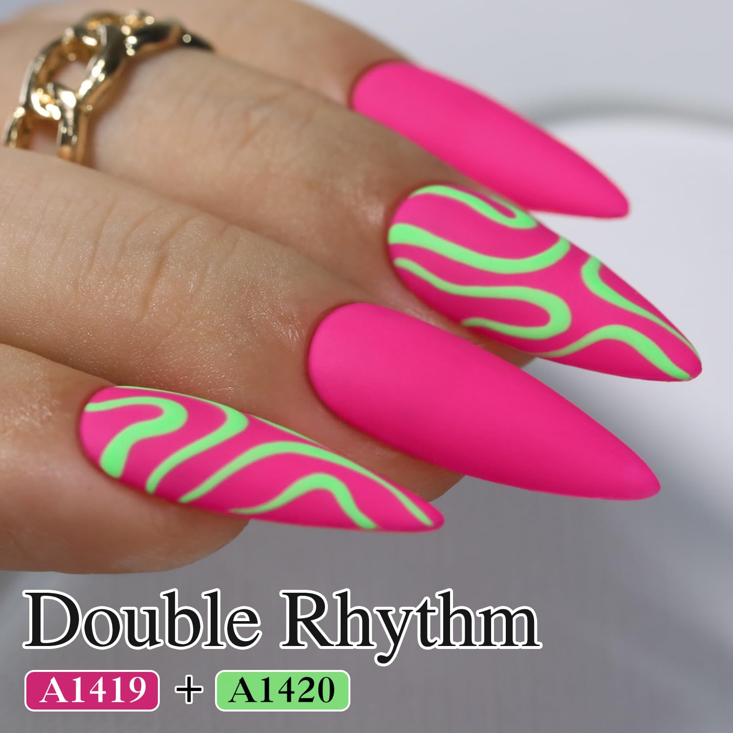 Double Rhythm color swatch displays Pure Sheer shade on nails.