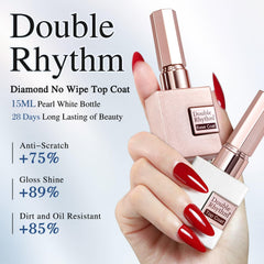 Double Rhythm nail swatches demonstrate smooth application and even finish.