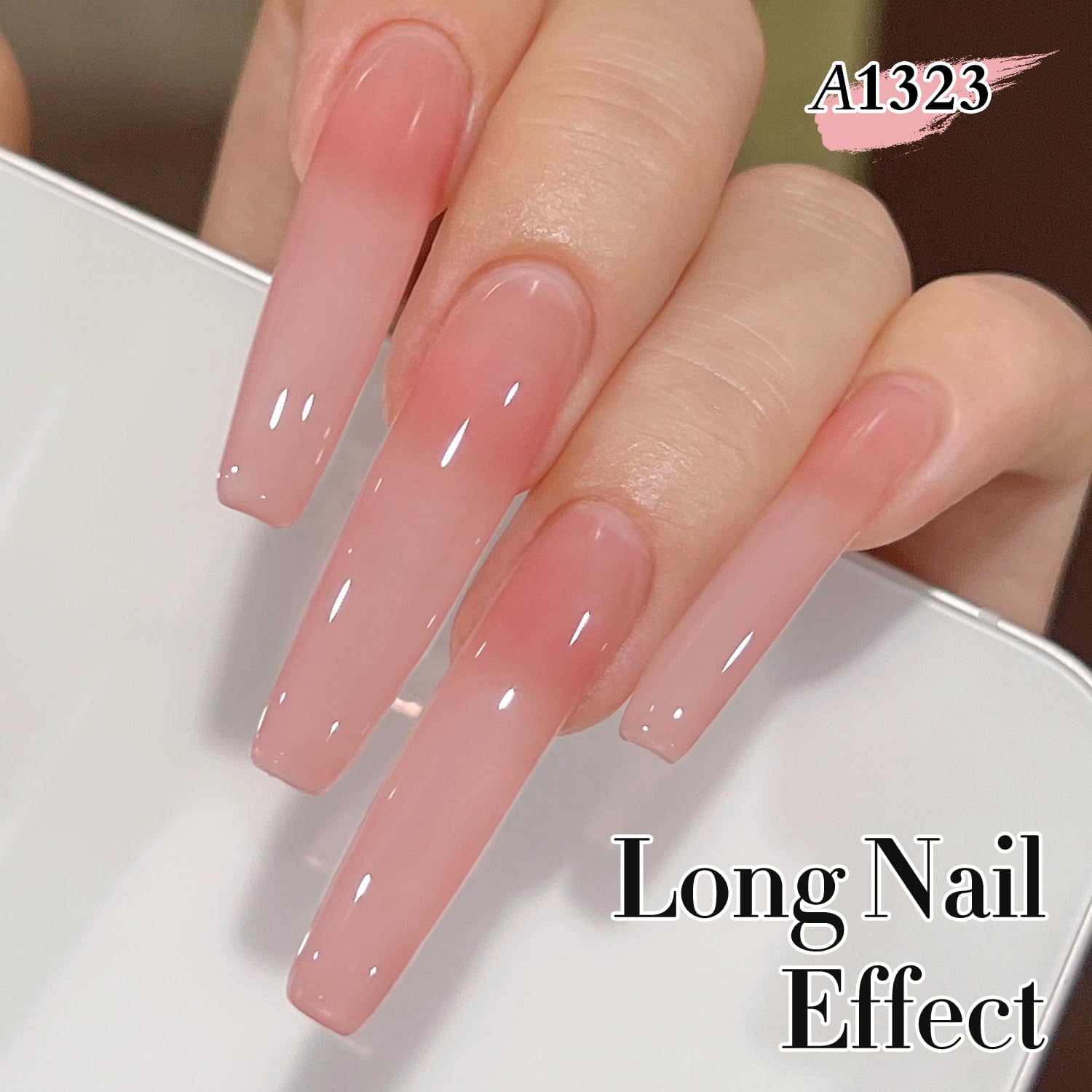 Double Rhythm nail art on natural nails using sheer milky color