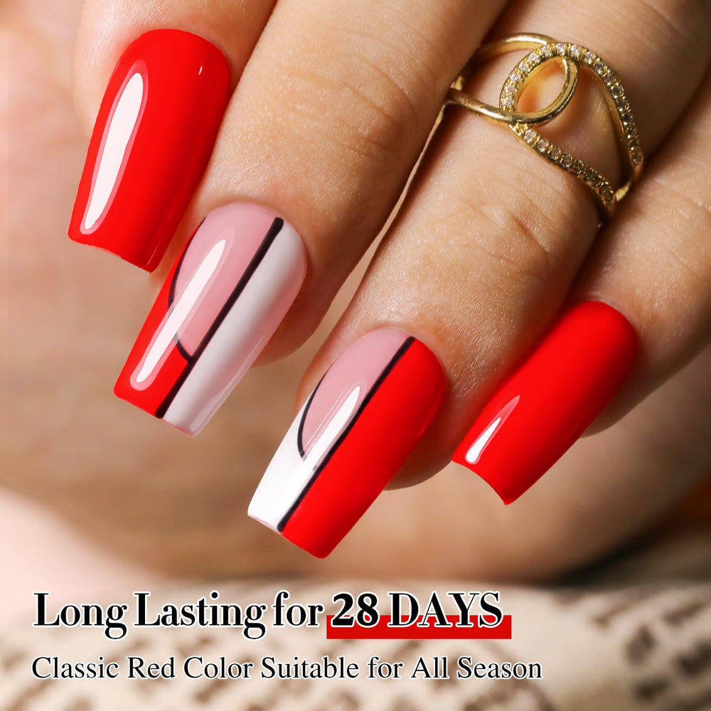 Neon Red A1422 on nails during application for a smooth finish.