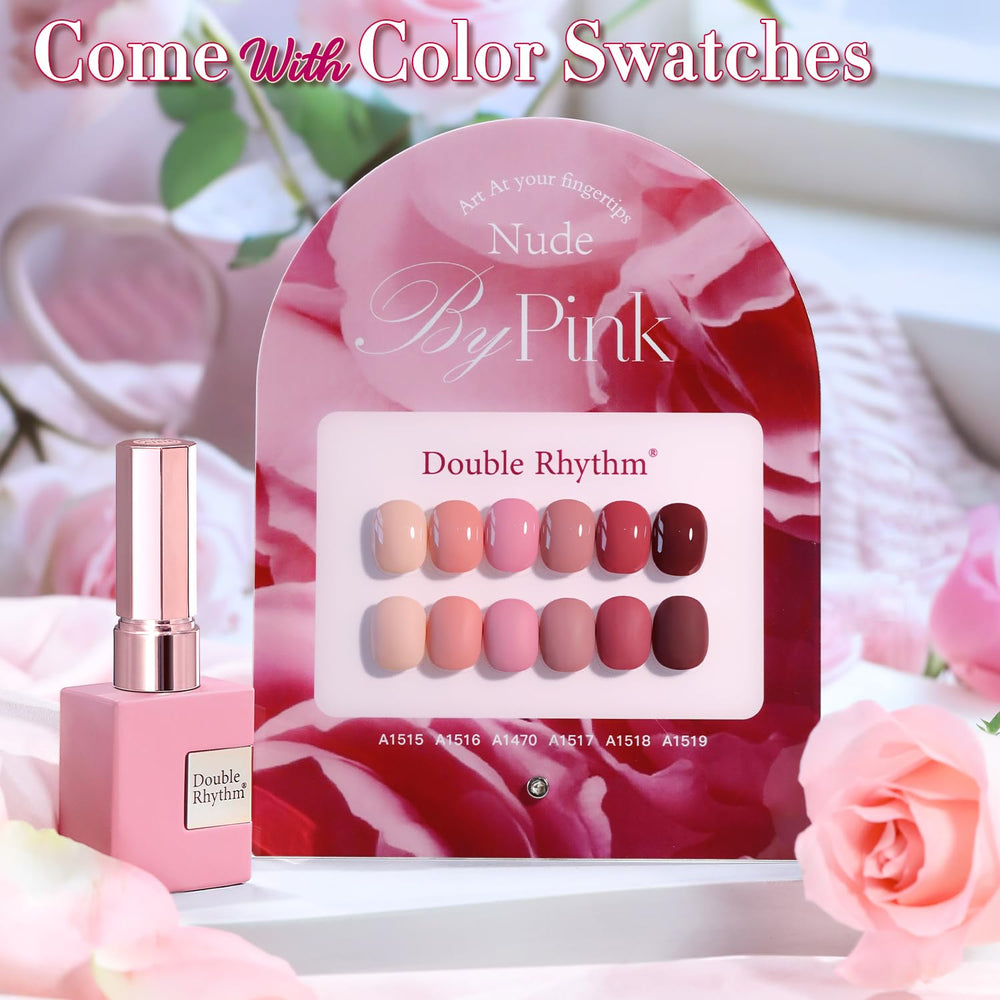 Double Rhythm nude gel polish bottle for natural-looking home manicure.