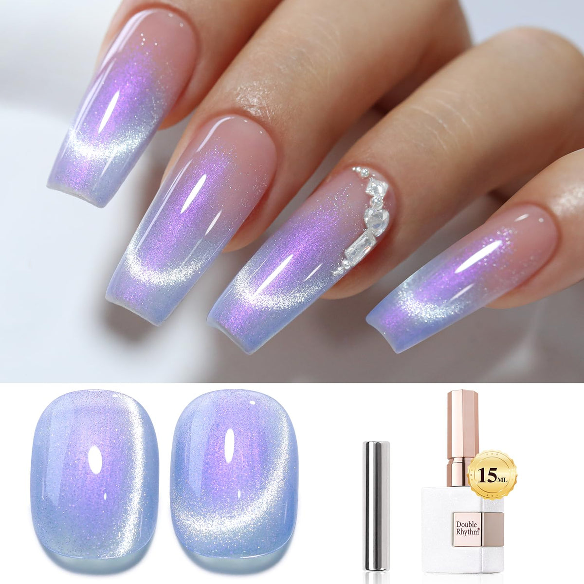Double Rhythm ojo de gato gel con imán para crear efecto magnético en uñas.