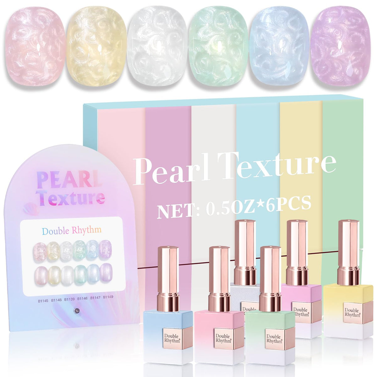 Double Rhythm Pearl Pink gel polish bottle in 15ml for a silky finish.