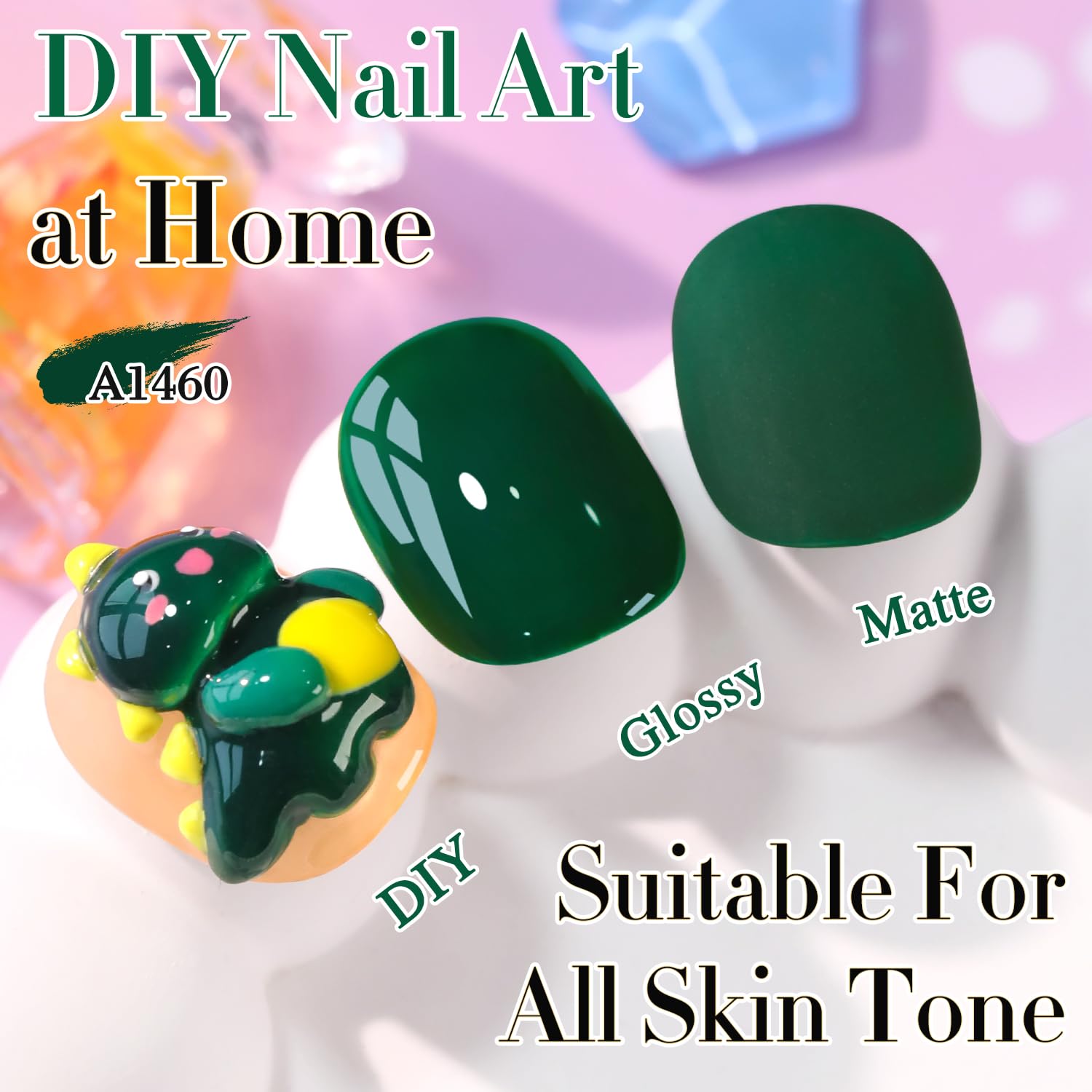 Double Rhythm pure sheer Deep Green creates versatile nail looks