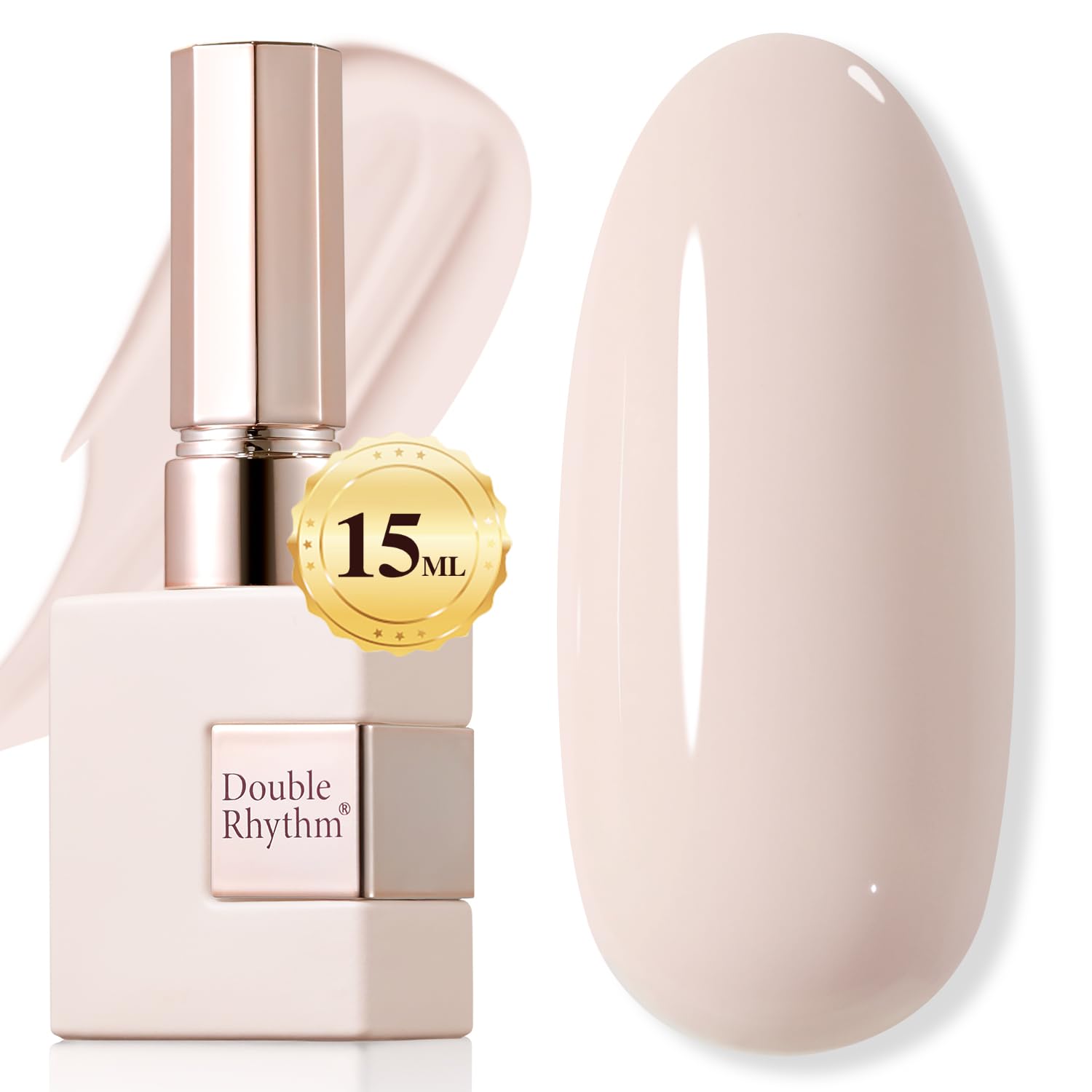 Double Rhythm beige-pink gel polish bottle cap close-up for precise color prep