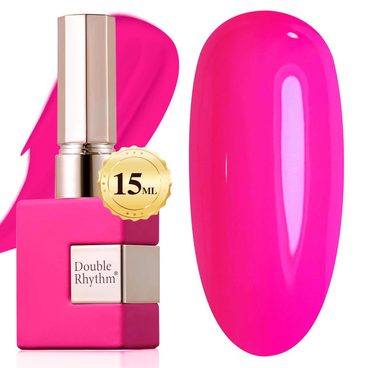 Double Rhythm pure sheer gel polish bottle 15ml, ideal for salon or home manicures.