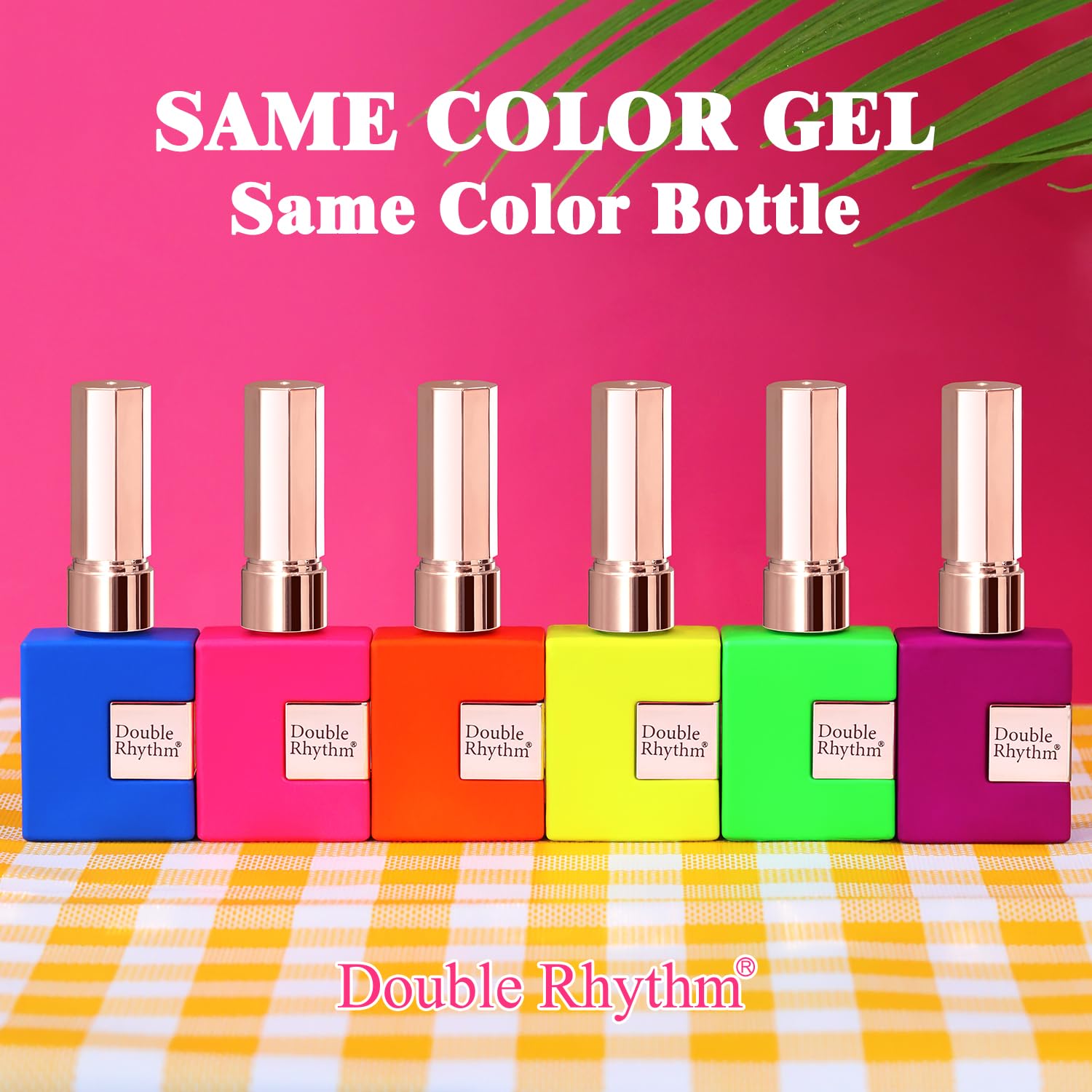 Double Rhythm purple gel polish 15ml bottle for rich shimmer.