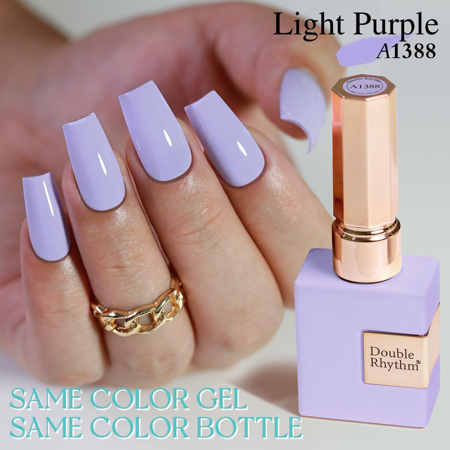 Swatch of Double Rhythm purple lilac gel polish shade