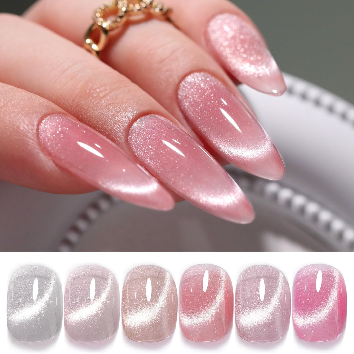 Double Rhythm set de gel uñas 6 colores, acabado versátil para uñas personalizadas