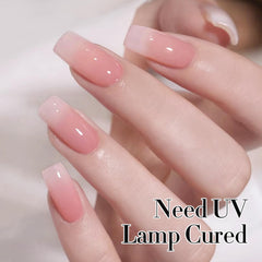 Double Rhythm translucent gel polish applied on nail swatch.