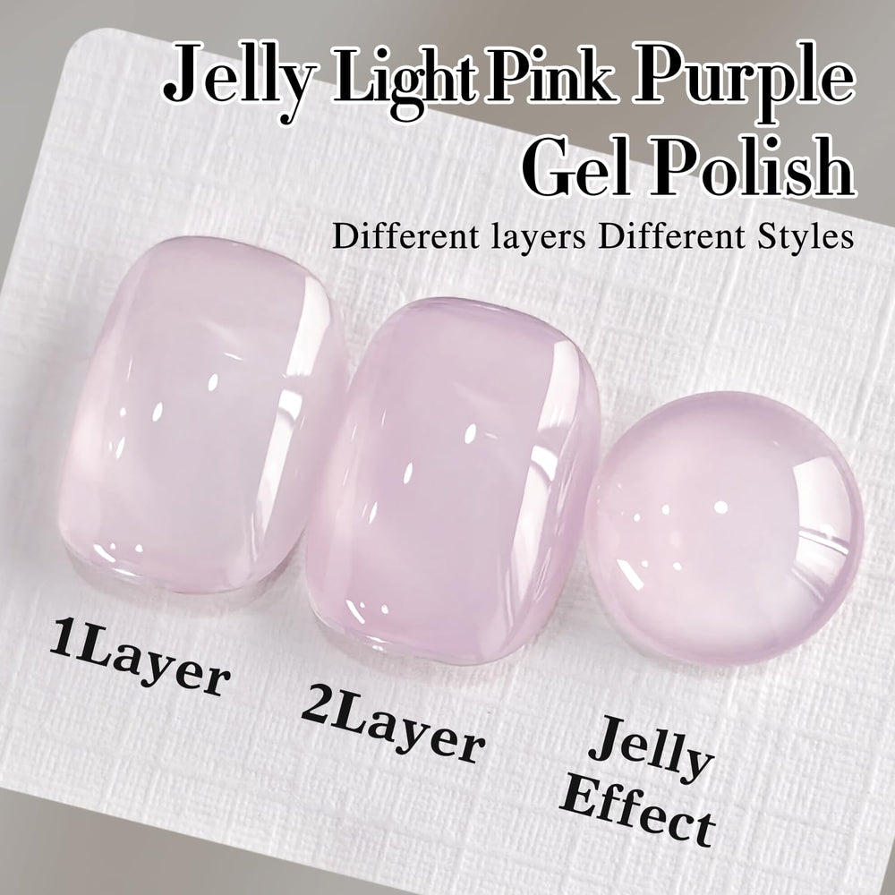 Layered jelly polish swatches showing depth