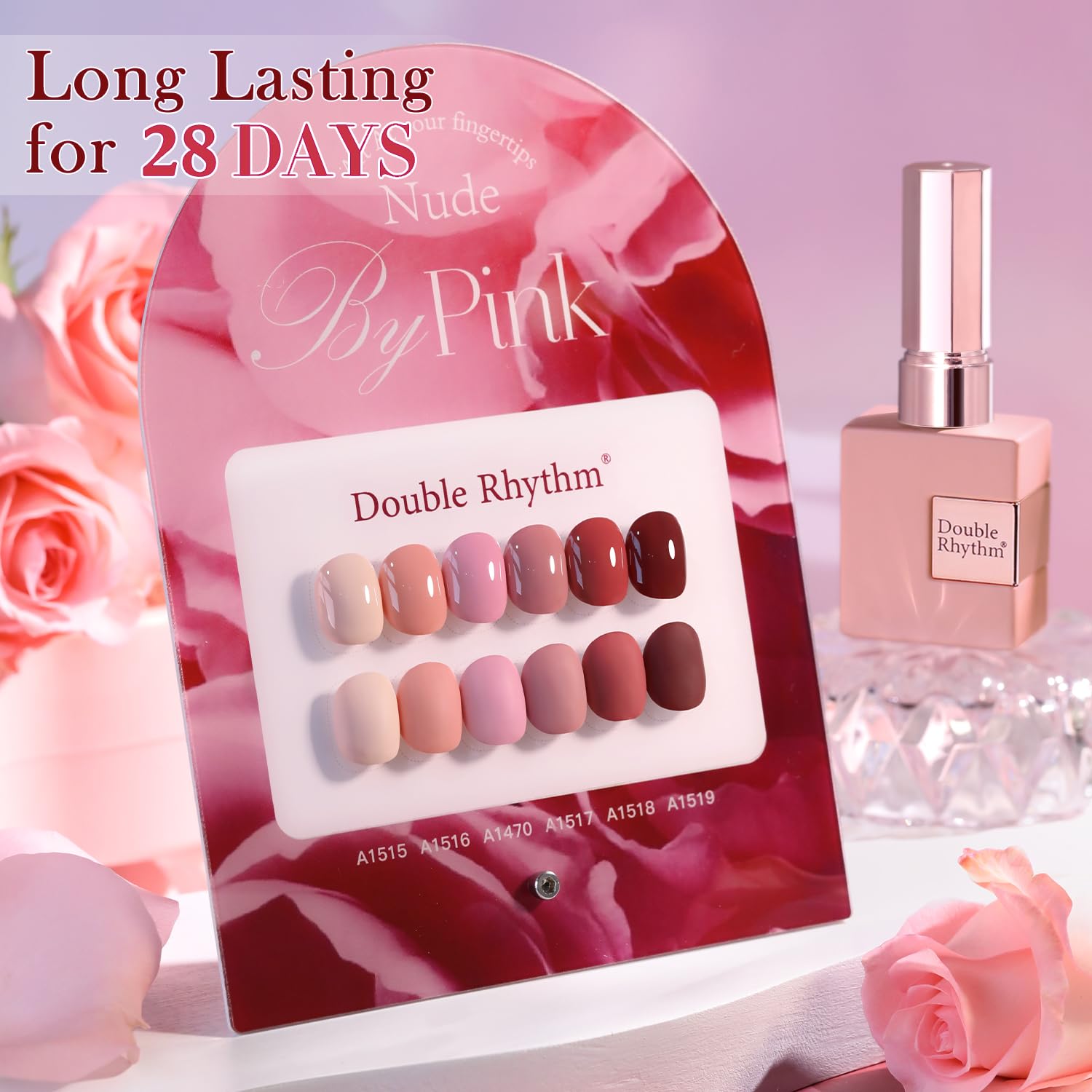 Double Rhythm top coat bottle for a smooth glossy finish.