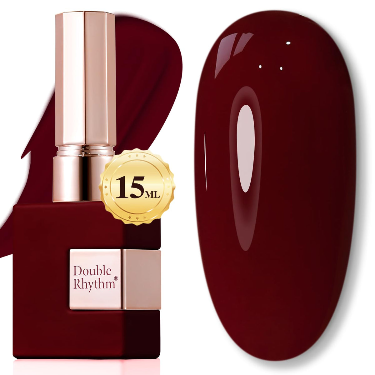 Double Rhythm compact 15ml translucent gel polish bottle for at-home manicure
