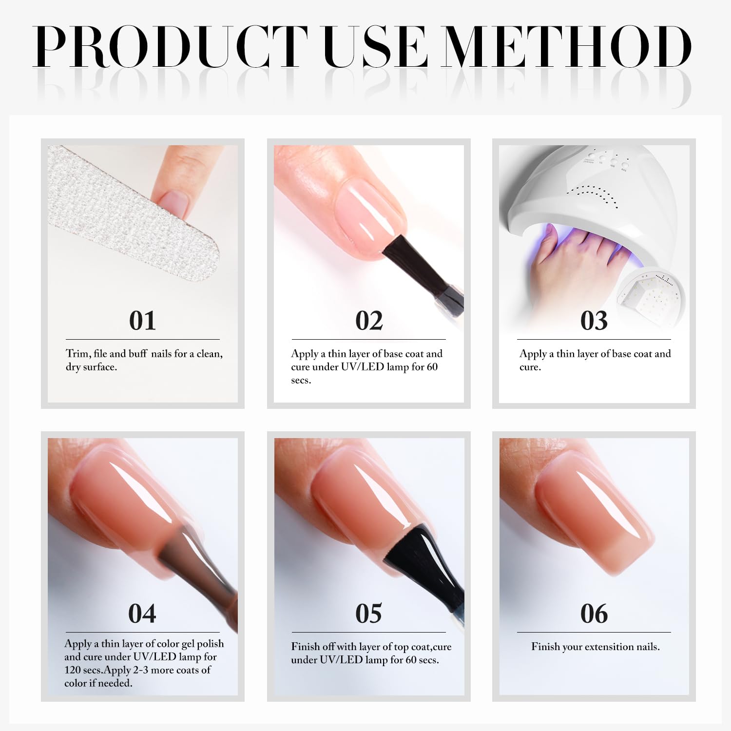 Double Rhythm polishes cure with UV/LED in 60-120 seconds