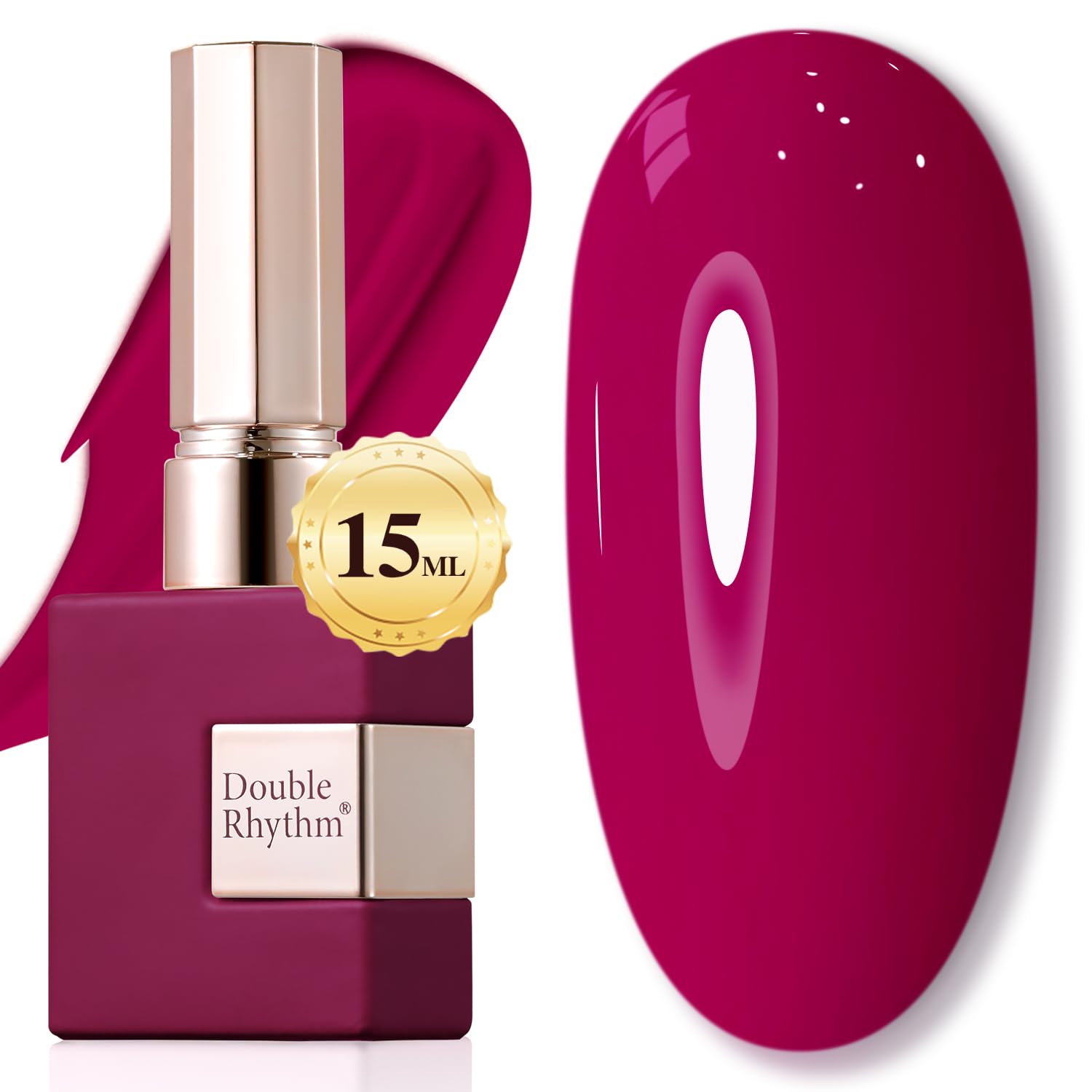 Double Rhythm wine red gel polish bottle ready for manicure